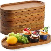 Plato De Madera De Acacia Japonés Rectangular Para Comedor Frutas Aperitivos Taza De Té Oval Tratamiento De Superficie Natural - details 0