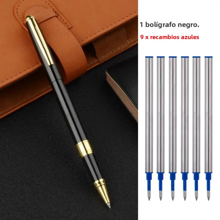 Set De 7 Bolígrafos De Gel Metálicos 0.5 Mm Para Escritura Azul Y Negra Suministros De Oficina Y Escuela - 1