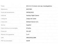 AH LCG: El círculo roto exp. investigadores Fantasy Flight Games Arkham Horror LCG - details 1