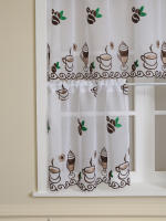 Cortina Corta De Tule Para Ventana Decorativa Con Bordado De Granos De Café 1PC Decoración Para Sala De Estar Y Café Tienda - details 4