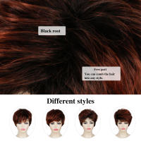 Pelucas Sintéticas De Pelo Ombre Marrón Y Rubio Para Mujeres BCHR Corta Pixie Cut Peluca Mixta De Uso Diario Tamaño Promedio Densidad 150% - details 21