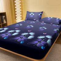 Sábana Ajustada Moderna Y Sencilla Con Estampado De Plantas Flores Y Mariposas Mate Para Dormitorio Sin Almohadillas Ni Fundas De Cojín - details 1