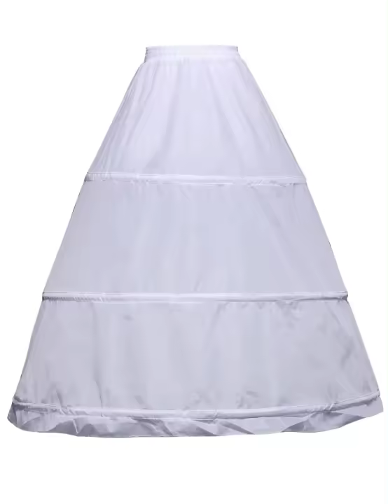 Crinolina De Tres Aros Para Mujer Sobe Vestido Falda Larga Media Slip Underskirt Para Vestidos De Boda Acrílico Blanco - 1