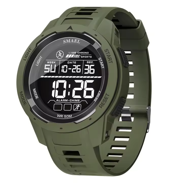 Reloj Deportivo SMAEL Para Hombres Multifuncional Con Alarma Pantalla De Silicona Azul Luz De Alarma Digital Reloj De Pulsera Joven - 1