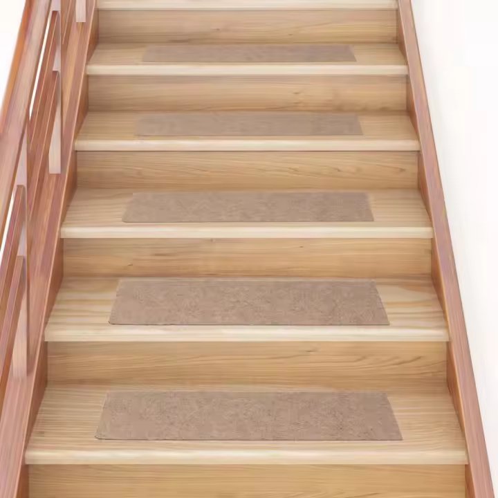 vidaXL Alfombrillas escaleras autoadhesivas 30uds marrón claro 76x20cm - 1