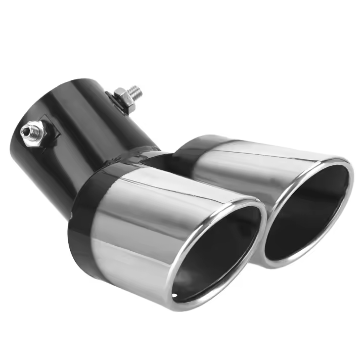 Decoración De Coche Tubo De Escape Cromado Universal Estilo De Automóvil Con Doble Salida Curva Acero Inoxidable Para Toyota Honda Nissan Y Más - 1