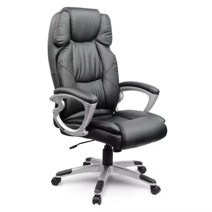Silla de oficina Sofotel EG-227 de cuero negro - 1