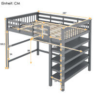 Cama Elevada Infantil 140x200-Robusta Estructura with Caja de Almacenaje Integral y Escribano Bajo Cama - Diseño Moderno en Gris Sin Colchón - details 5