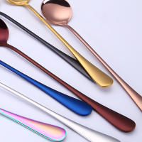 6pcs Cucharas De Crema De Acero Inoxidable 304 Cucharas De Café Con Mango Largo Utensilios De Cocina Ecológicos Y Resistentes - details 8
