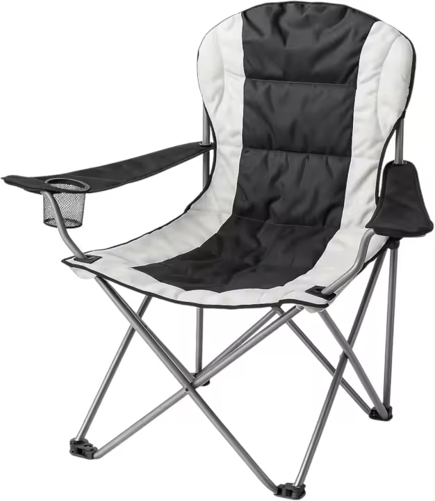Silla Playa Camping Pesca y Caza Acolchada Plegable Cierre Tijera Estructura Acero con Epoxi anticorrosión y Tejido Oxford Azul, portavasos y Bolsa de Transporte. - 1