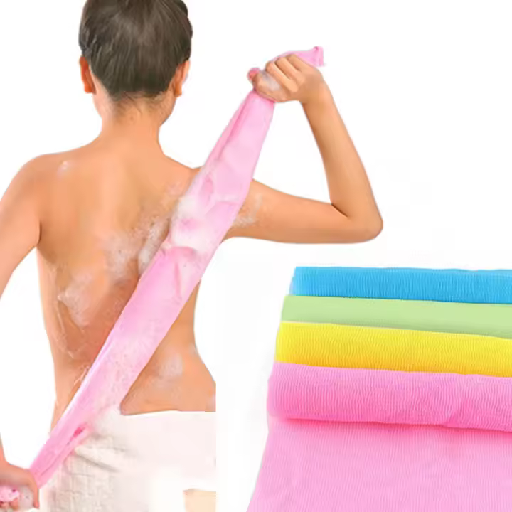 4 PCS Multicolour Nylon Exfoliating Cloth Nylon Scrub Bath Towel, Long 90cm, Body Shower Cleaning Sponges Wash Cloth Towel Body - 1
