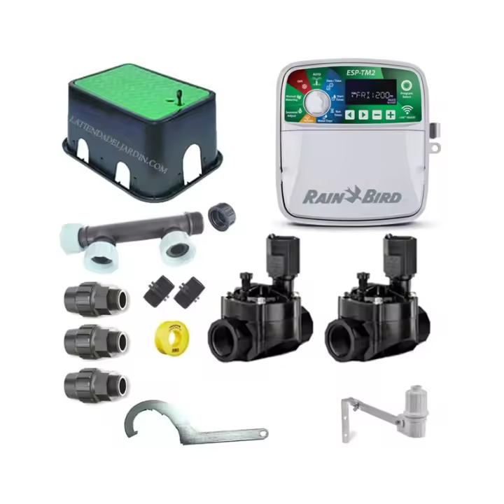 RAIN BIRD Pack profesional de Riego Automático Rain Bird de 2 zonas 24v para tuberia 32mm, automatización de riego - 1