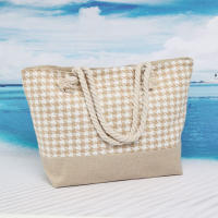EILV - Bolso de Playa Mujer con Cremallera y Bolsillo Interior | Grande, Ligero, de Tela, Estilo Clásico a Cuadros | Bolsa Verano para Viaje, Piscina, Playa, Picnic - details 7