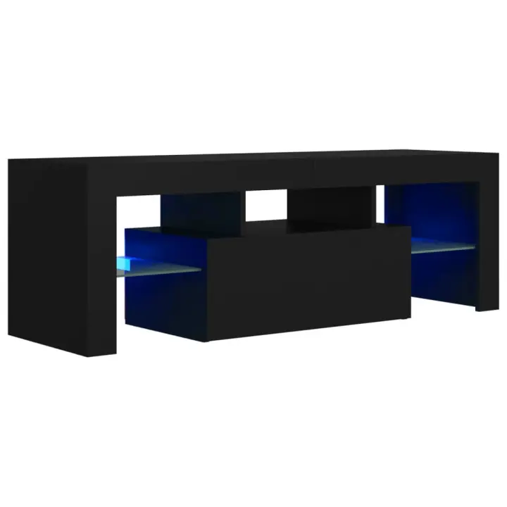 Mueble de TV con luces LED negro 120x35x40 cm - 1