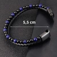 Pulsera De Ojo De Tigre Con Obsidiana Negra Para Hombres Pulsera De Acero Con Piedras De Calma Y Sanación Para Meditación Y Protección Espiritual - details 3