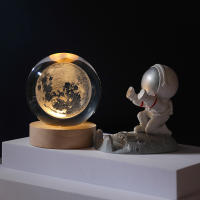 Lámpara De Mesa LED 3D Cristal Sfera Con USB Galaxia Luna Para Decoración De Escritorio Ambiente Dormitorio Regalos Para Niños - details 1