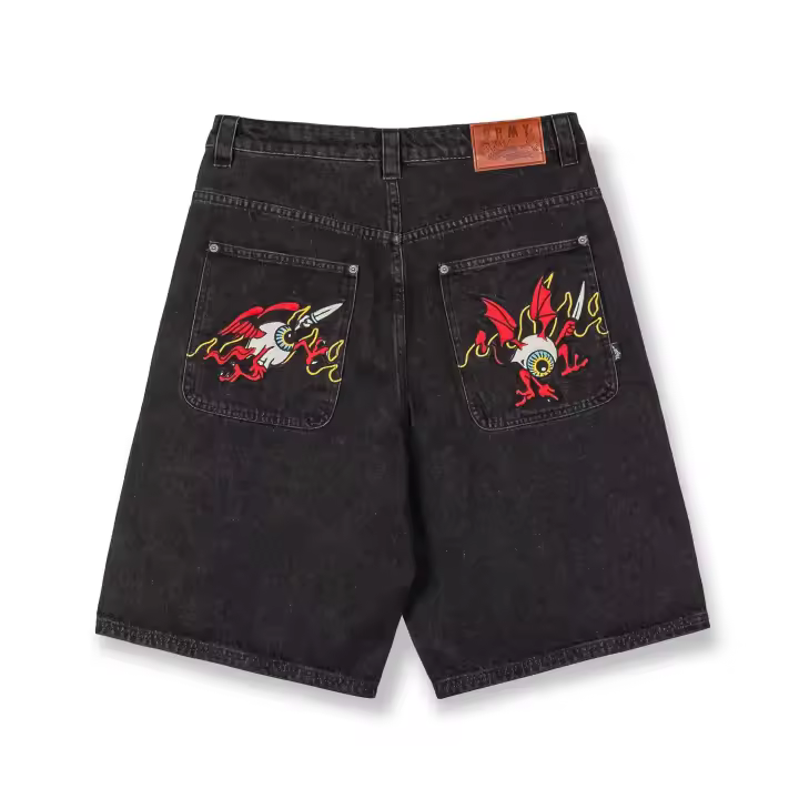 Pantalón Vaquero Corto Grimey Peace Within The Watching Eyez Denim Black - 1