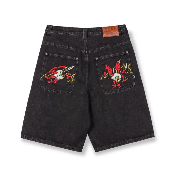 Pantalón Vaquero Corto Grimey Peace Within The Watching Eyez Denim Black - 1