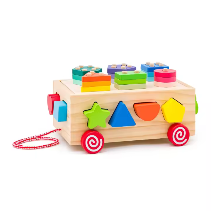 Woody Camión con bloques 3 en 1 en madera para encajar formas en madera juguete educativo - 1