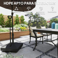 Outsunny Base para Sombrilla Cuadrada Soporte para Parasol con Ruedas Pie para Sombrilla con Asa Ajustable Rellenable con Agua 45L o Arena 55kg para Jardín Terraza Negro - details 2