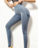Leggings De Yoga Para Mujer Con Cintura Alta Elástica Y Sin Costuras Secado Rápido Pantalones De Gimnasio Slim Push up Para Correr Y Ejercitarse Color Sólido - details 3