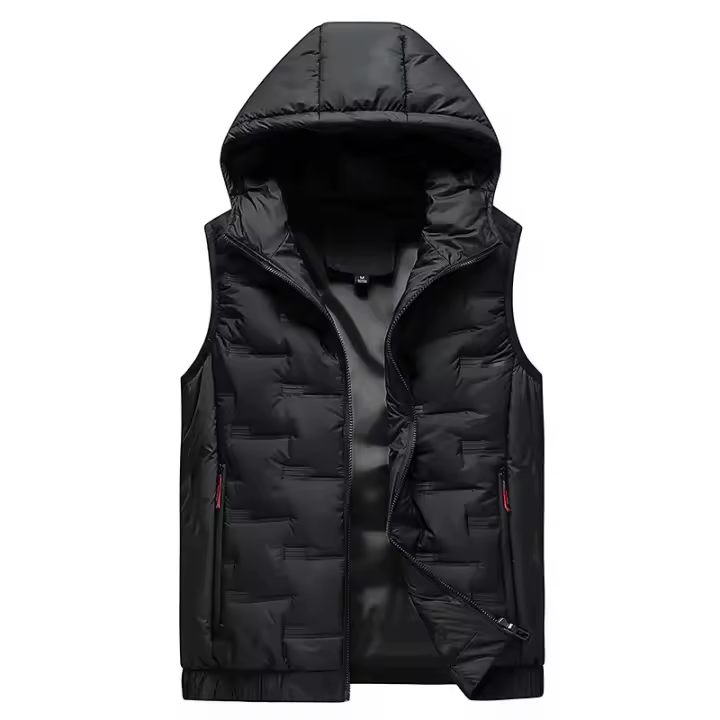 Chaleco Sin Mangas Para Hombre Con Capucha Cuello Erguido Multicolor Caliente Otoño Invierno Casual Zipper Estilo Regular - 1