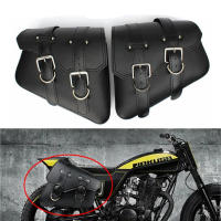 Bolsas De Silla Para Motocicleta De Cuero PU Universal Para Honda Suzuki Sportster XL883 1200 Estilo Swing Arm Bolso De Almacenamiento Impermeable Negro - details 8