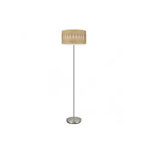 FABRILAMP Lámpara de Pie Alexandra 1xe27 Niquel/Madera Clara 162x40x40 Cm - Diseño Elegante - 1