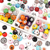 10Pcs/Bag Cuentas Redondas De Madera Impresas De 16mm Para Manualidades Joyería DIY Accesorios Para Pulseras Pendientes Collares Material Ecológico - details 4