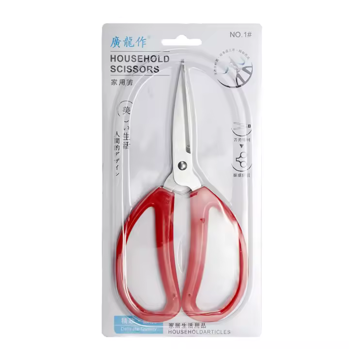Tijeras De Artesanía De Metal Con Mango Plástico Rojo Tamaño Variado Para Papel Oficina Y Costura Multipropósito Para El Hogar - 1