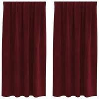 Cortinas opacas vidaXL con cinta en la parte superior 2 pcs Rojo vino de terciopelo - details 1