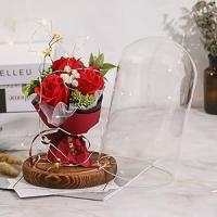 Rosas en Cupula con Luz, La Bella y la Bestia, Rosa de Seda roja con luz LED, Elegante Cúpula de Cristal con Base Pino para la decoración del hogar, Regalo de Navidad, Boda Cumpleaños Día de San Valentín - details 5