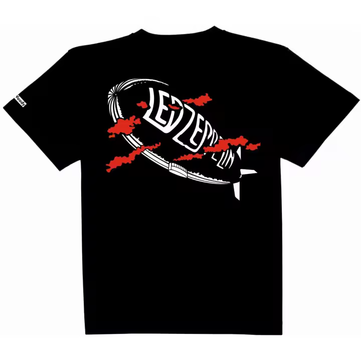 Camiseta Negra Manga Corta Banda Britanica Led Algodon Unisex Musica Zeppelin Rock Pop - 1