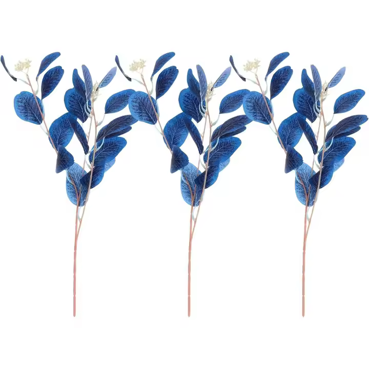 3 Pieces Eucalyptus Leaves Bulk Stems Artificial Greenery Stems Fake Eucalyptus Plant Branches for Flower Arrangement Vase Centerpieces Wedding Bouquets (Red) - 1