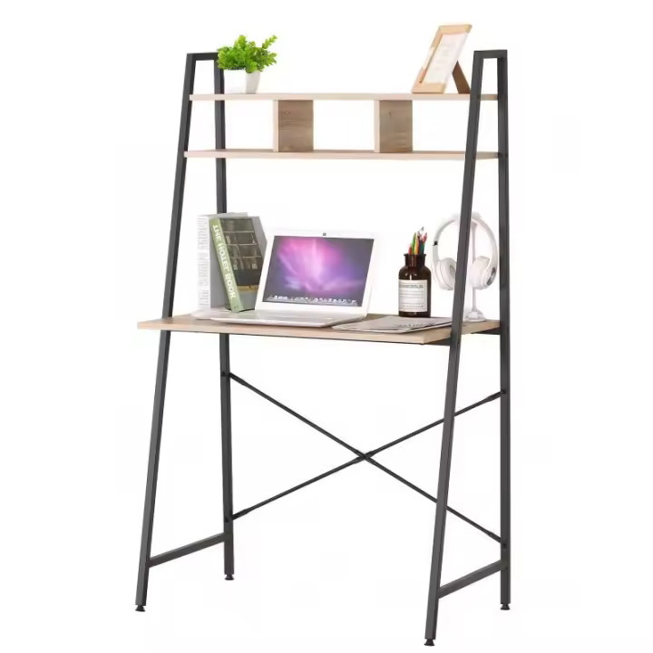 STARLEY-Colorado Escritorio con 2 estantes y 3 nichos de almacenamiento - 84 x 45,5 x H.142 cm - 1