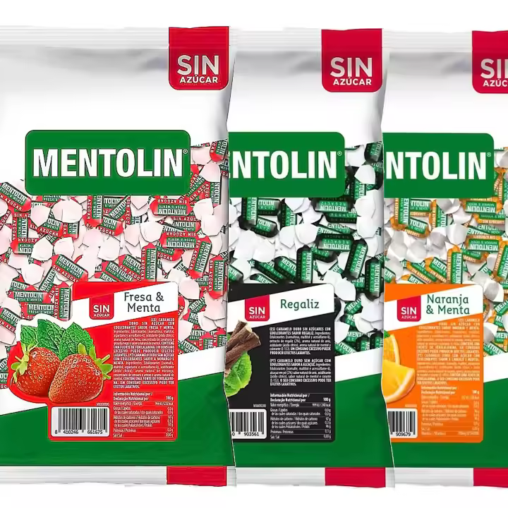 MENTOLIN PACK 3 Kg caramelos sin azúcar duros Fresa Menta & Regaliz & Naranja - 1