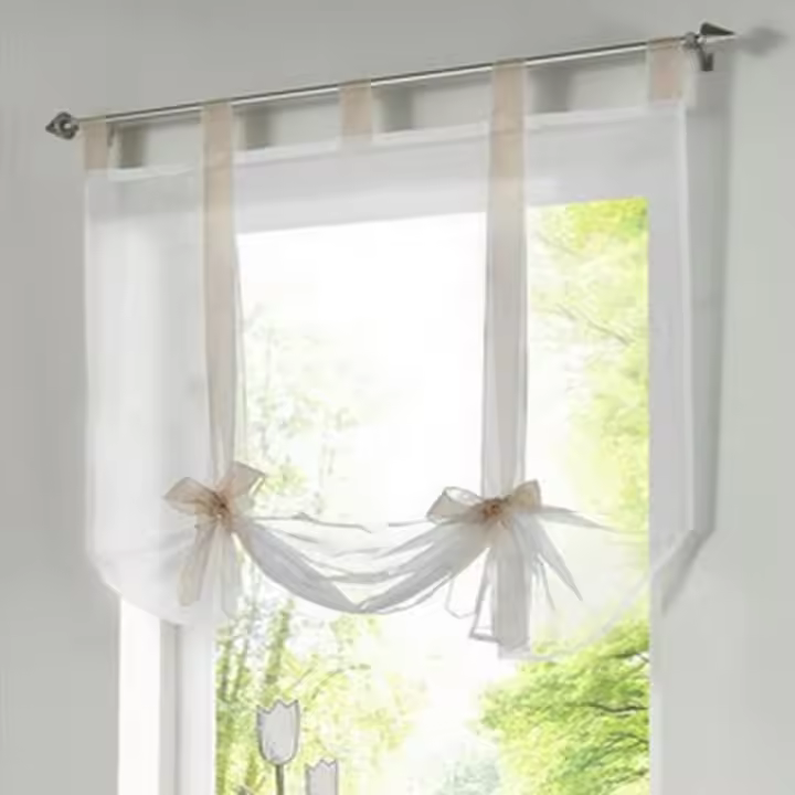 1 pieza Cortina Romana Adorable Nudo Sentado Estilo Dormitorio Ventana de Voile Bordada - Beige - 120cmx140cm - 1