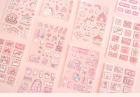 4 Hojas De Pegatinas De Decoración Con Patrón De Dibujos Animados Transparentes PET Para Decoración De Manos Y Estudiantes De Niñas Fresa Cereza - details 0