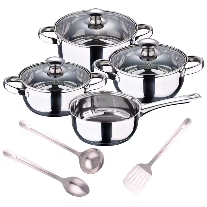 Batería de cocina 7 piezas SAN IGNACIO en acero inoxidable + Set 3pcs Utensilios de cocina en Acero Inoxidable - 1