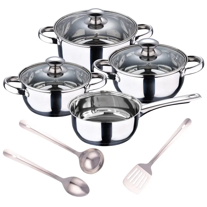 Batería de cocina 7 piezas SAN IGNACIO en acero inoxidable + Set 3pcs Utensilios de cocina en Acero Inoxidable - 1