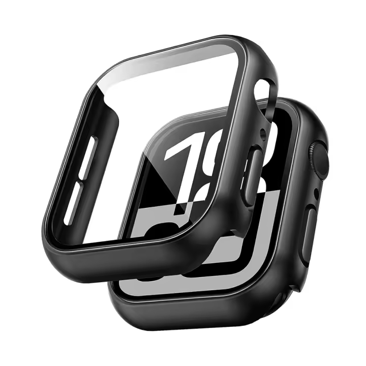 Carcasa Protectora de Cristal para Apple Watch Serie 10 42mm (2024) - Resistente a Arañazos y Golpes - Negro by Accetel - 1