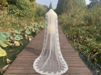 Velo De Novia De Encaje Largo De Catedral BABYONLINE Elegante Túnel De Boda En Blanco Y Blanca Sola Capa Accesorios De Novia Para Mujer - details 1