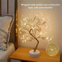 Lámpara De Mesa Árbol De Noche LED Con Encendido Por Toque Y USB/Batería Decoración De Flores Artificiales Bonsái Para Escritorio - details 3