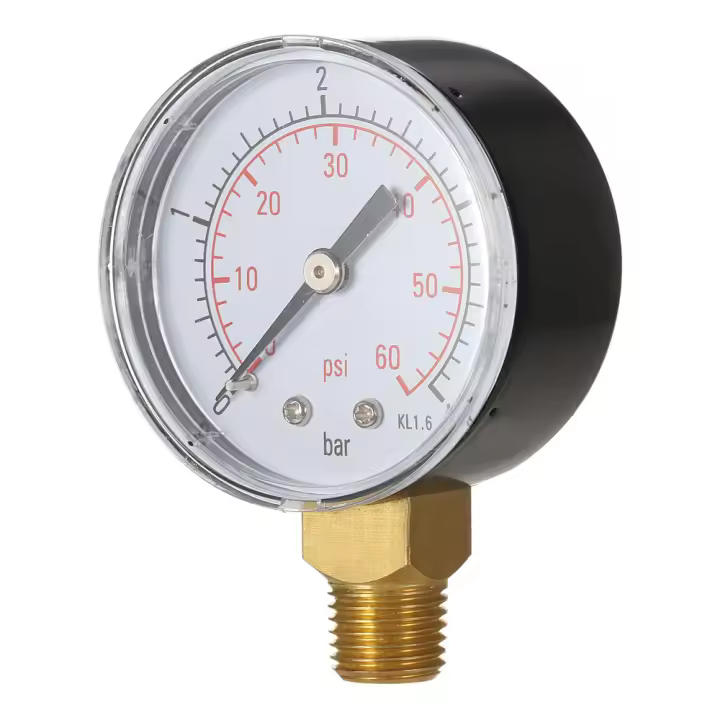 Medidor De Presión De Agua Para Filtro De Piscina 0~60psi 0~4bar Manómetro Hidráulico Con Tapa De Acero Inoxidable Y Escala Gruesa 1/4" NPT - 1
