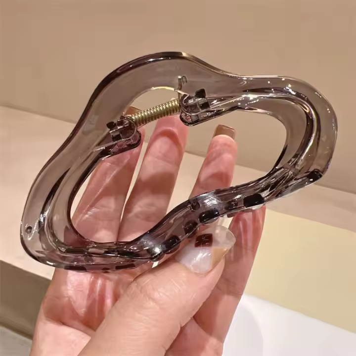 Grande Clip De Cabello Elegante Transparente Con Agujeros Para Mujer Accesorio De Fiesta De Moda Barretta Irregular De Geometría - 1