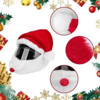 3Pcs Cubierta De Peluche Para Casco De Motocicleta Navidad Estilo Papá Noël Material Poliéster Y Algodón Regalo Personalizado Para Viajes Al Aire Libre - details 7