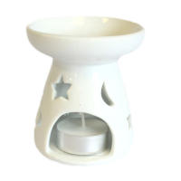 Viva Esencia Quemador de Aceites Esenciales Cerámico Blanco Clásico con Lunas y Estrellas – Ideal para Aromaterapia, Ceras de Soja o Aceites Naturales – Decoración Armónica, Regalo Espiritual y Ritual de Bienestar – AW Artisan Responsable en Europa - details 3