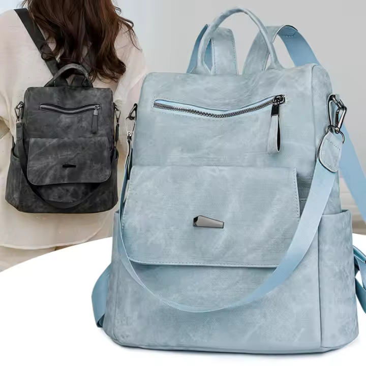 Mochila de piel sintética para mujer, diseño multifuncional, a la moda, bolso de hombro, mochila de viaje - 1