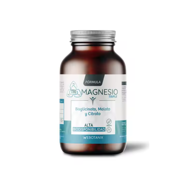 WeBotanix  Fórmula Triple Magnesio  60 Cápsulas Vegetales  Bisglicinato, Dimagnesio Malato y Citrato de Magnesio y Vitamina B6  Con Vitamina B6 para Energía, Bienestar y Salud Muscular  Vegano - 1