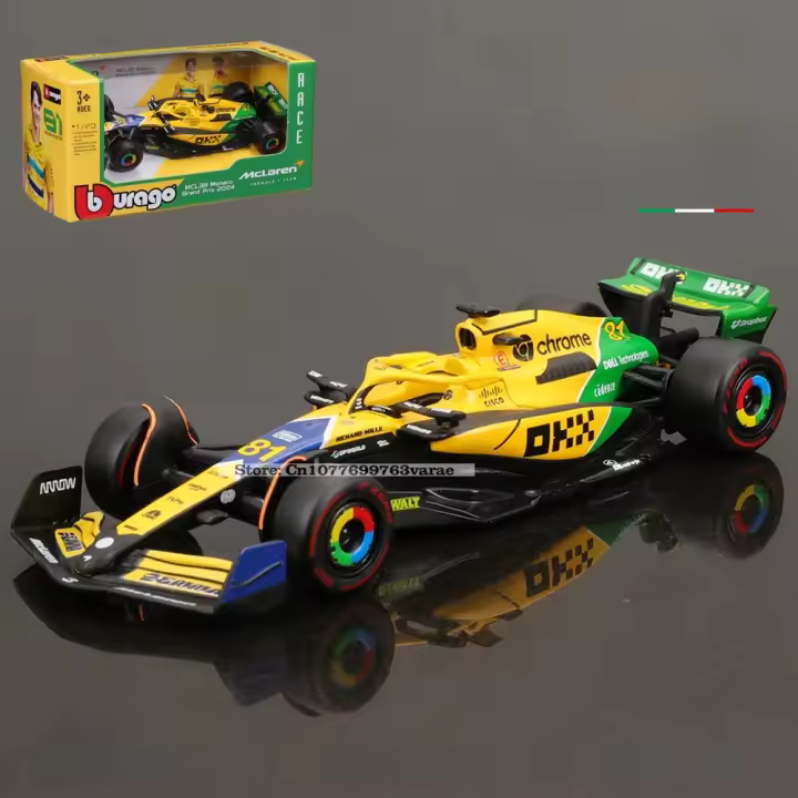 Modelo De Coche De F1 Mclaren MCL38 De Bburago 1:43 Miniatura De Aleación Para Juego Con Lando Norris Y Oscar Piastri - 1